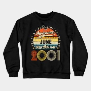 Awesome Since June 2001 Vintage 22nd Birthday Crewneck Sweatshirt